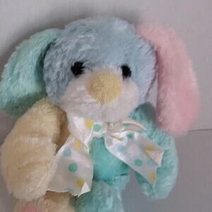 First & Main Nubby Baby Plush Pastel Patchwork Puppy Dog Bunny Lovey Rattle 2163